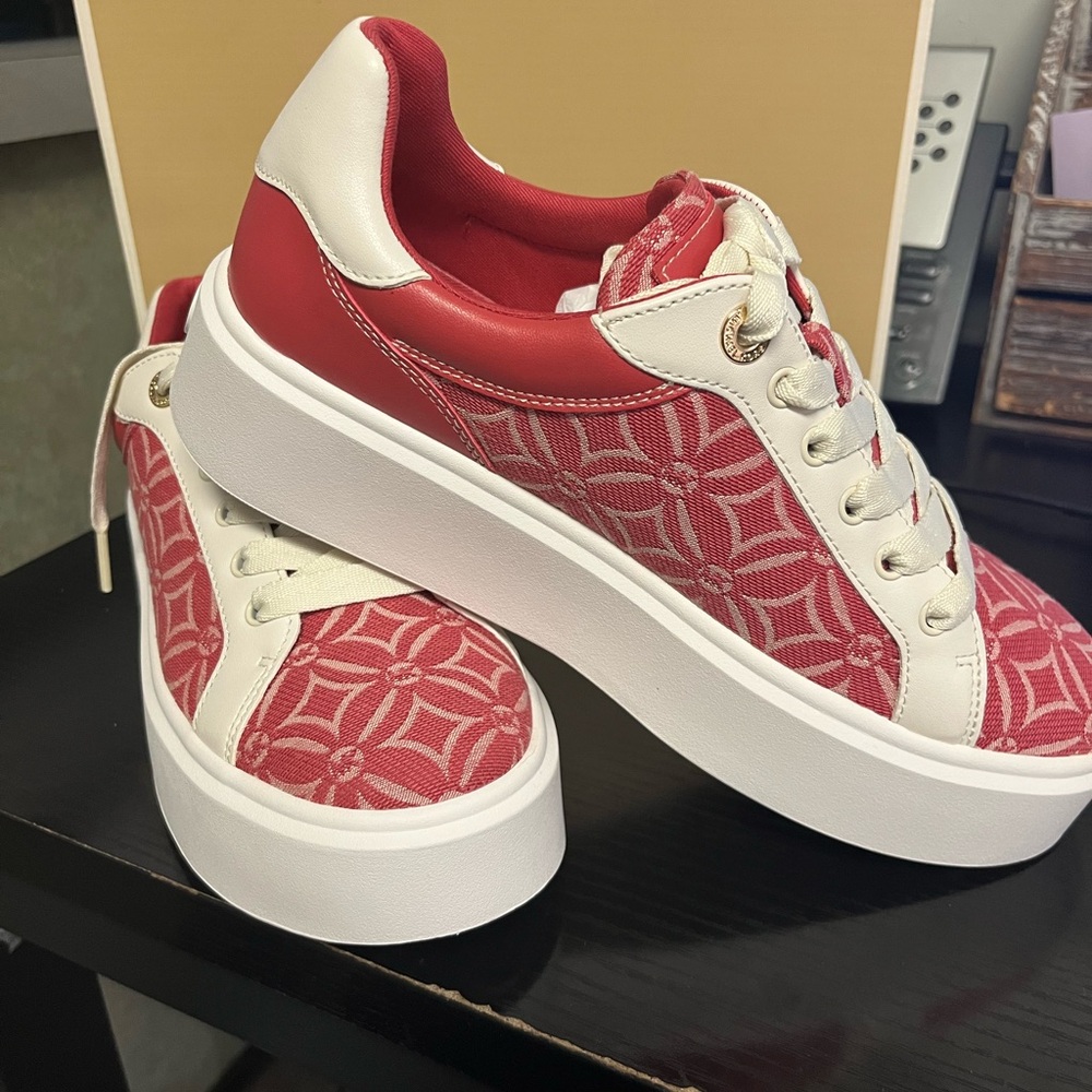 Michael Kors Red and Cream Women's Sneakers